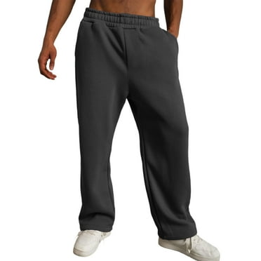 ADSSDQ Men's Baggy Sweatpants Wide Leg Lounge Cotton Sweat Pants with Pockets Open Bottom Joggers Athletic Yoga Pants Black 2XL