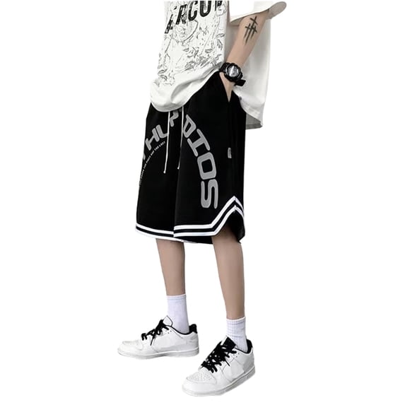 ADSSDQ Men's Basketball Shorts with Pockets Lightweight Quick Dry Shorts for Men Athletic Gym Black L