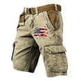 thumbnail image 1 of ADSSDQ Men's Cargo Shorts American Flag Short Pants Pariotic Multi-Pocket Short Outdoor Shorts with Zipper for Men Khaki 4XL, 1 of 4