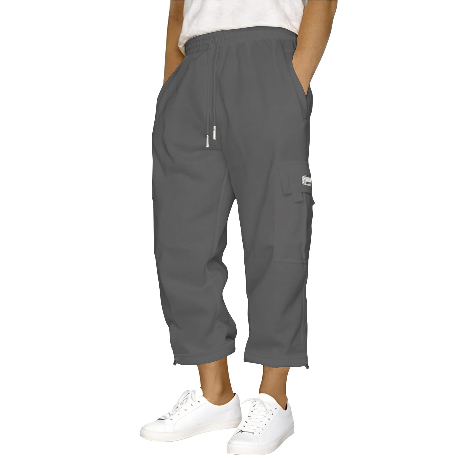 Men's Fleece Sweatpants With Drawstring Ankles – Open Bottom Joggers, Side & Back Pockets, For Hiking & Lounge