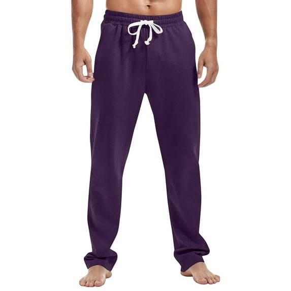 ADSSDQ Men's Casual Jogger Sweatpants with Pockets Cotton Sweat Pants for Mens Jogging Pants Winter Joggers Pants Dark Purple M