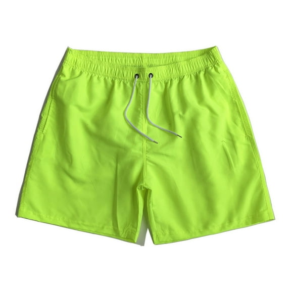 ADSSDQ Men's Drawstring Waist Swim Trunks Solid Bathing Suits Shorts Swimming Trunks for Men Shorts with Pockets Fluorescence Yellow 3XL