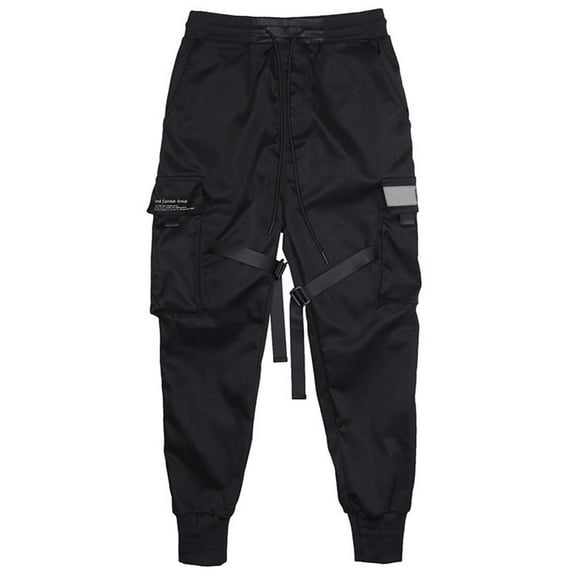 ADSSDQ Men's Jogger Pants Punk Cargo Baggy Techwear Hip Hop Harem Pants Streetwear Tactical Track Pants with Pockets Black S