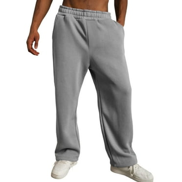 ADSSDQ Men's Joggers Sweatpants Open Bottom Straight Leg Casual Loose Fit Running Athletic Jersey Pants with Pockets Gray L