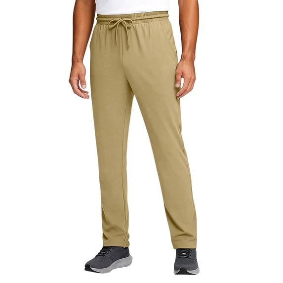 ADSSDQ Men's Lightweight Athletic Pants Casual Drawstring Elastic Waist Hiking Jogging Sweatpants with Pockets Khaki M