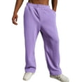 thumbnail image 1 of ADSSDQ Men's Joggers Sweatpants Open Bottom Straight Leg Casual Loose Fit Running Athletic Jersey Pants with Pockets Purple L, 1 of 4