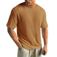 thumbnail image 1 of ADSSDQ Men's Round Neck Short Sleeve Waffle Knit Tee Summer Casual T Shirt Tops Orange L, 1 of 5