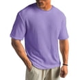 thumbnail image 1 of ADSSDQ Men's Round Neck Short Sleeve Waffle Knit Tee Summer Casual T Shirt Tops Purple 2XL, 1 of 4