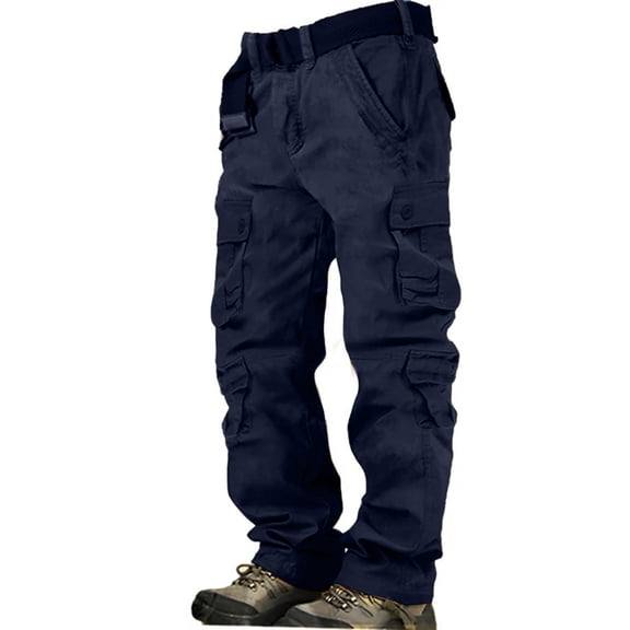 ADSSDQ Men's Tactical Cargo Pants, Military Pants Cotton Casual Work Hiking Pants with 8 Pockets Navy 3XL