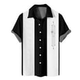 thumbnail image 1 of ADSSDQ Men's Vintage Bowling Shirts 1950s Casual Short Sleeve Button Up Contrast Shirt Summer Color Block Cuban Shirts Black 3XL, 1 of 3