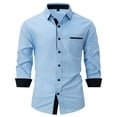 thumbnail image 1 of ADSSDQ Mens Business Dress Shirts Long Sleeve Casual Button Down Shirt Formal Inner Collar Contrast Shirt for Men Wedding Big and Tall with Pocket Light Blue 2XL, 1 of 3