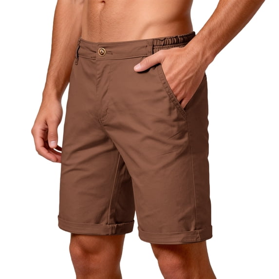 ADSSDQ Mens Casual Shorts Lightweight Trendy Solid Color Golf Hiking Vacation Work Short with Pockets Brown 3XL