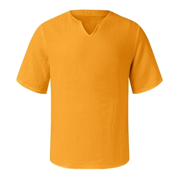 ADSSDQ Mens Cotton Linen Fringe Shirts Summer Casual Hippie Baggy 3/4 Sleeve Big and Tall Pullover Hip Hop Beach Yoga Tops Orange 4XL