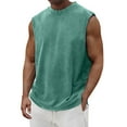 thumbnail image 1 of ADSSDQ Mens Cotton Sleeveless Tank Tops Cut Off Muscle Gym T Shirts Running Beach Loose Fit Tees Turquoise XL, 1 of 5