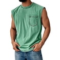 thumbnail image 1 of ADSSDQ Mens Cotton Sleeveless Tank Tops Cut Off Muscle Gym Workout T Shirts Running Beach Loose Fit Tees Summer Clothes Khaki M, 1 of 4