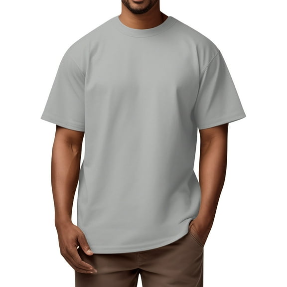 ADSSDQ Mens Heavyweight Cotton T-Shirt Plain Tee (Available in Big & Tall) Gray 4XL