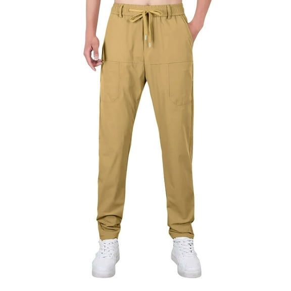 ADSSDQ Mens Hiking Pants Plus Size Relaxed fit Multipants-High Stretch Multi-Pocket Durable Cargo Pants Summer Casual Pants Khaki XL