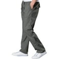 thumbnail image 1 of ADSSDQ Mens Lightweight Pull On Zip Fly Drawstring Cargo Pants Elastic Waist Relaxed Fit 6 Pockets Army Green 6XL, 1 of 5