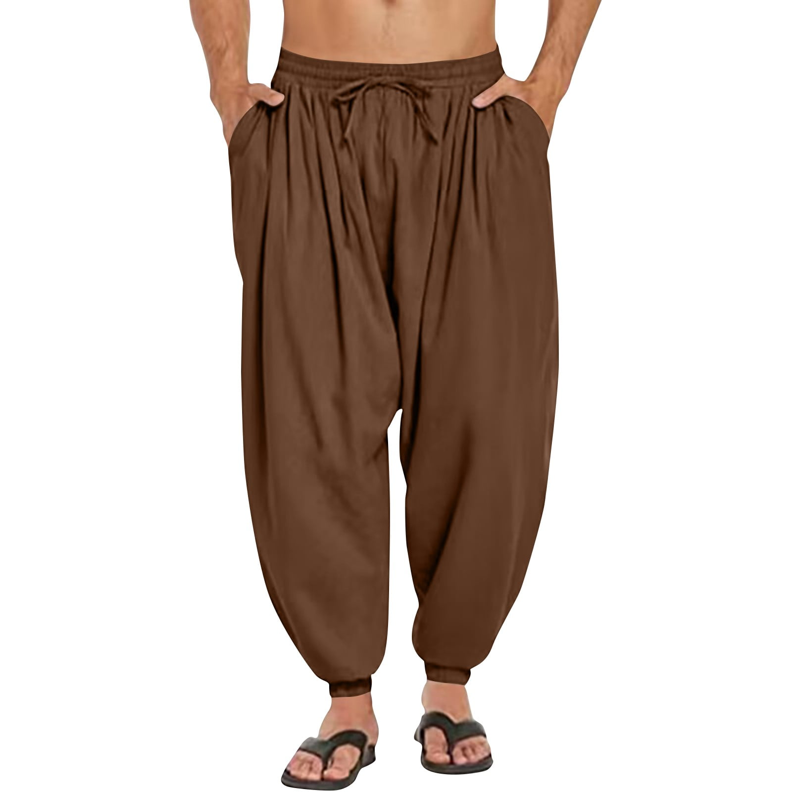 Siam Trendy Thai Harem Pants - One Size, 100% Cotton, Baggy Yoga Pants, Violet Purple Mini Flower