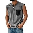 thumbnail image 1 of ADSSDQ Mens Sleeveless Henley Shirts Summer Muscle Gym Workout Running Vintage Button Down Tank Tops with Chest Pocket Dark Gray L, 1 of 5