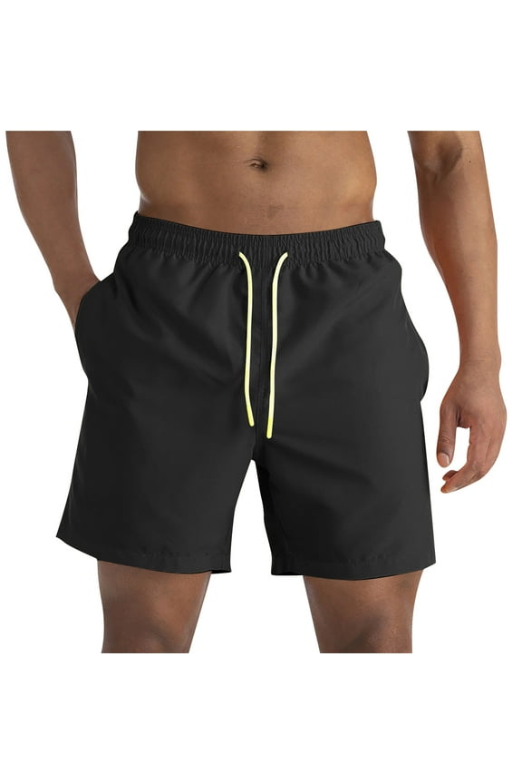 Mens Swim Trunks, Quick Dry Swimming Shorts 7 Inch with Mesh Lining for Swimwear, Bathing Suits Black 3XL