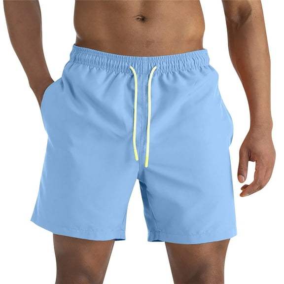 ADSSDQ Mens Swim Trunks, Quick Dry Swimming Shorts 7 Inch with Mesh Lining for Swimwear, Bathing Suits Sky Blue XL