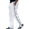 thumbnail image 1 of ADSSDQ Mens Tear Away Basketball Pants High Split Snap Button Post-Surgery Sweatpants Open Bottom Breakaway Sweat Pants White L, 1 of 7