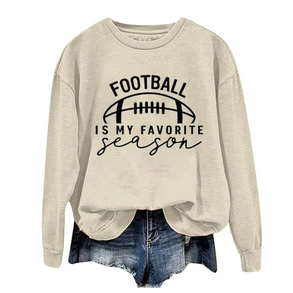 ADSSDQ Oversized Game Day Sweatshirt Women Football Mom Graphic Long Sleeve Pullover Top Sports Fall Fashion Crewneck Sweat Shirts FB39-Khaki XL