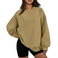 thumbnail image 1 of ADSSDQ Oversized Sweatshirt for Women Crew Neck Solid Comfy Casual Long Sleeve Pullover Tops Trendy Clothes Camel M, 1 of 5