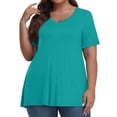 thumbnail image 1 of ADSSDQ Plus Size Blouses For Women Casual Summer Workout Tops V Neck Womens Hawaiian Shirt Plain T Shirt Short Sleeve Workout Clothes Boho Fall Fashion 2024 Green 4XL, 1 of 7