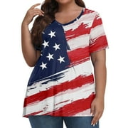 ADSSDQ Blouses For Women Plus Size Summer Short Sleeve Spring Tops 2024 Trendy V Neck Gym Shirts Gradient Graphic Tshirt Flowy Soft Sweatshirt Teacher Clothes Navy 4XL