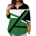 thumbnail image 1 of ADSSDQ Plus Size Long Tops For Women 3/4 Sleeves Summer Western Tee Shirts With Pocket V Neck Womens Shirts Casual Elbow Length Fall Tunic Tops Loose Fit Dressy Teacher Sweatshirt Green 2XL, 1 of 5