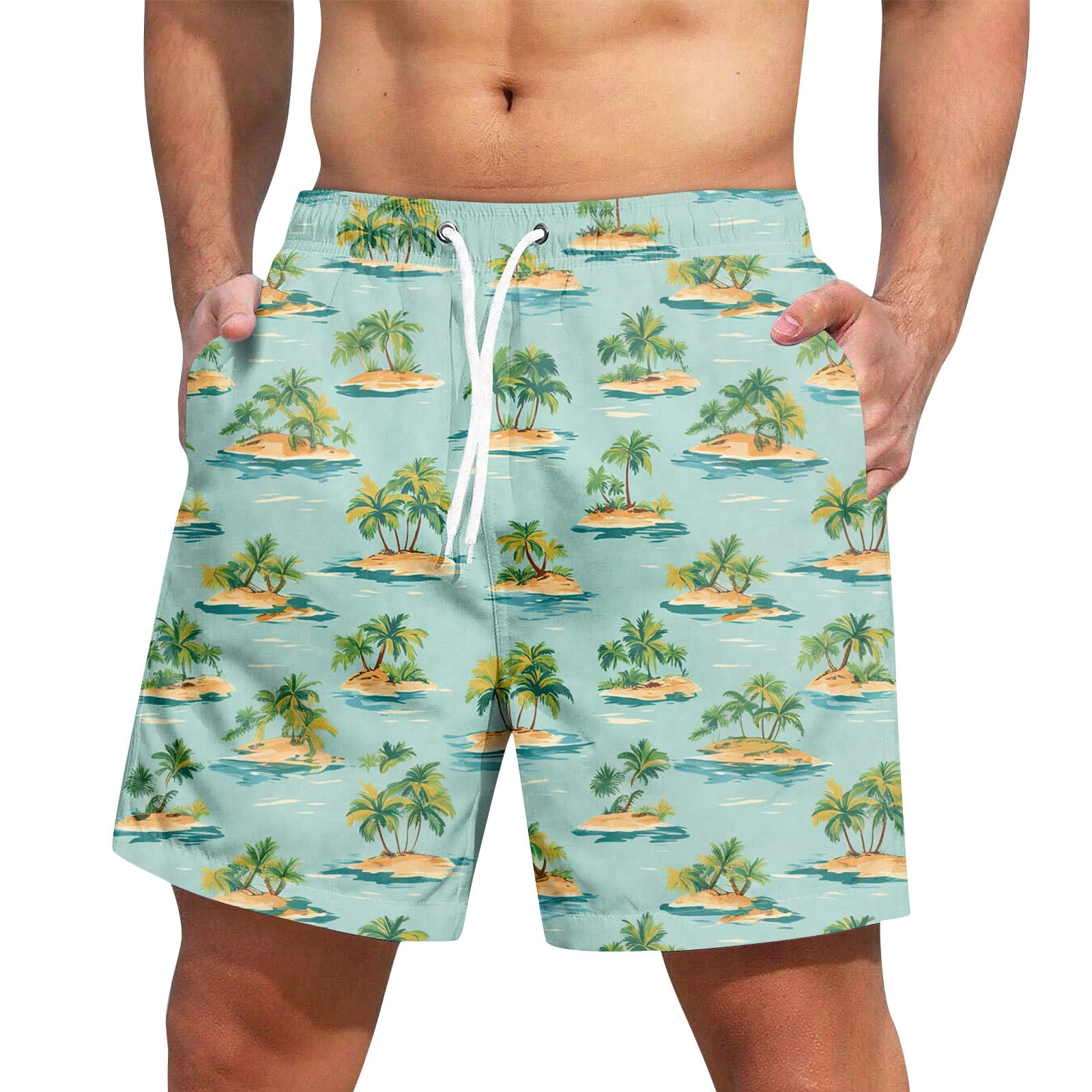 Busch Light Men's Quick-Dry Swim Trunks | Red, White, Blue Mountain Logo, 92% Polyester/8% Spandex