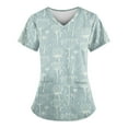 thumbnail image 1 of ADSSDQ Scrub Tops Women Daisy Printed Working Uniform T-Shirt Summer V Neck Short Sleeve Scrubs Nurse Uniforms Tunic Blouse with Pockets Mint Green XL, 1 of 3