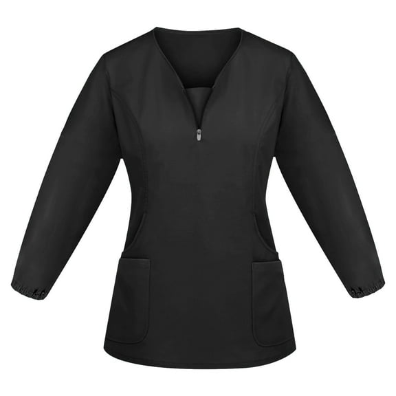 ADSSDQ Scrub Tops Women Medical Scrubs Plus Size Stretch V Neck Long Sleeve Blouse Shirt Workwear Working Uniform