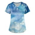 thumbnail image 1 of ADSSDQ Fun Scrub Tops Women Color Dots Printed Srcubs Tops Stretch Plus Size Short Sleeve V-Neck Working Nurse Uniform with Pockets Blue S, 1 of 3