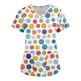 thumbnail image 1 of ADSSDQ Scrub Tops Women Print Breathable Short Sleeve V-Neck Plus Size Shirts Tee Tops with Pockets Nurse Working Uniform Multicolor L, 1 of 2