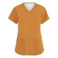 thumbnail image 1 of ADSSDQ Scrub Tops Women Stretchy Womens Scrub Tops Solid Basic Nurse Working Uniform V Neck Short Sleeve Scrubs Blouse with Pockets Yellow S, 1 of 3