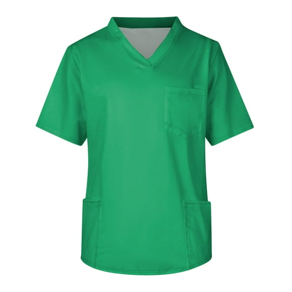 ADSSDQ Scrub Tops for Mens Soild/Gradient Color Plus Size V-Ncek Short Sleeve Comfort Workwear Shirt with 3 Pocket Green 5XL
