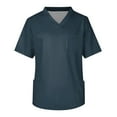thumbnail image 1 of ADSSDQ Scrub Tops for Mens Soild/Gradient Color Plus Size V-Ncek Short Sleeve Comfort Workwear Shirt with 3 Pocket Navy 2XL, 1 of 3