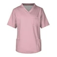thumbnail image 1 of ADSSDQ Scrub Tops for Mens Soild/Gradient Color Plus Size V-Ncek Short Sleeve Comfort Workwear Shirt with 3 Pocket Pink 3XL, 1 of 3