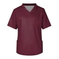 thumbnail image 1 of ADSSDQ Scrub Tops for Mens Soild/Gradient Color Plus Size V-Ncek Short Sleeve Comfort Workwear Shirt with 3 Pocket Wine 4XL, 1 of 3