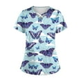 thumbnail image 1 of ADSSDQ Scrubs for Women Scrub Tops Women Summer Hawaiian Print Short Sleeve Medical Scrub Shirts with Pocket Stretchy V Neck Holiday Workwear Sky Blue M, 1 of 3