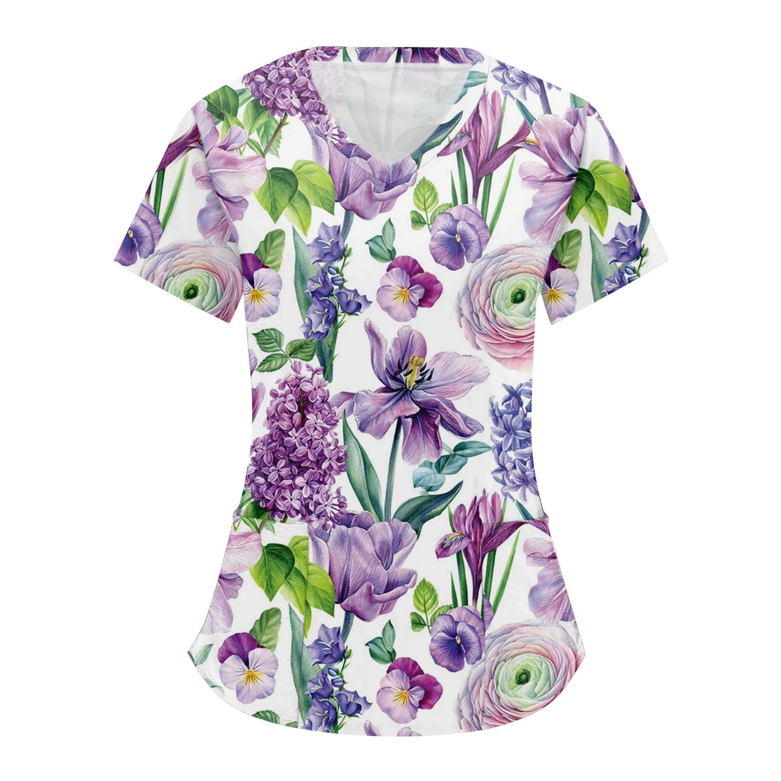 Australian Floral Protea Women's V Neck Scrub Top Nurse Uniform with Deep Front Pockets main image 0