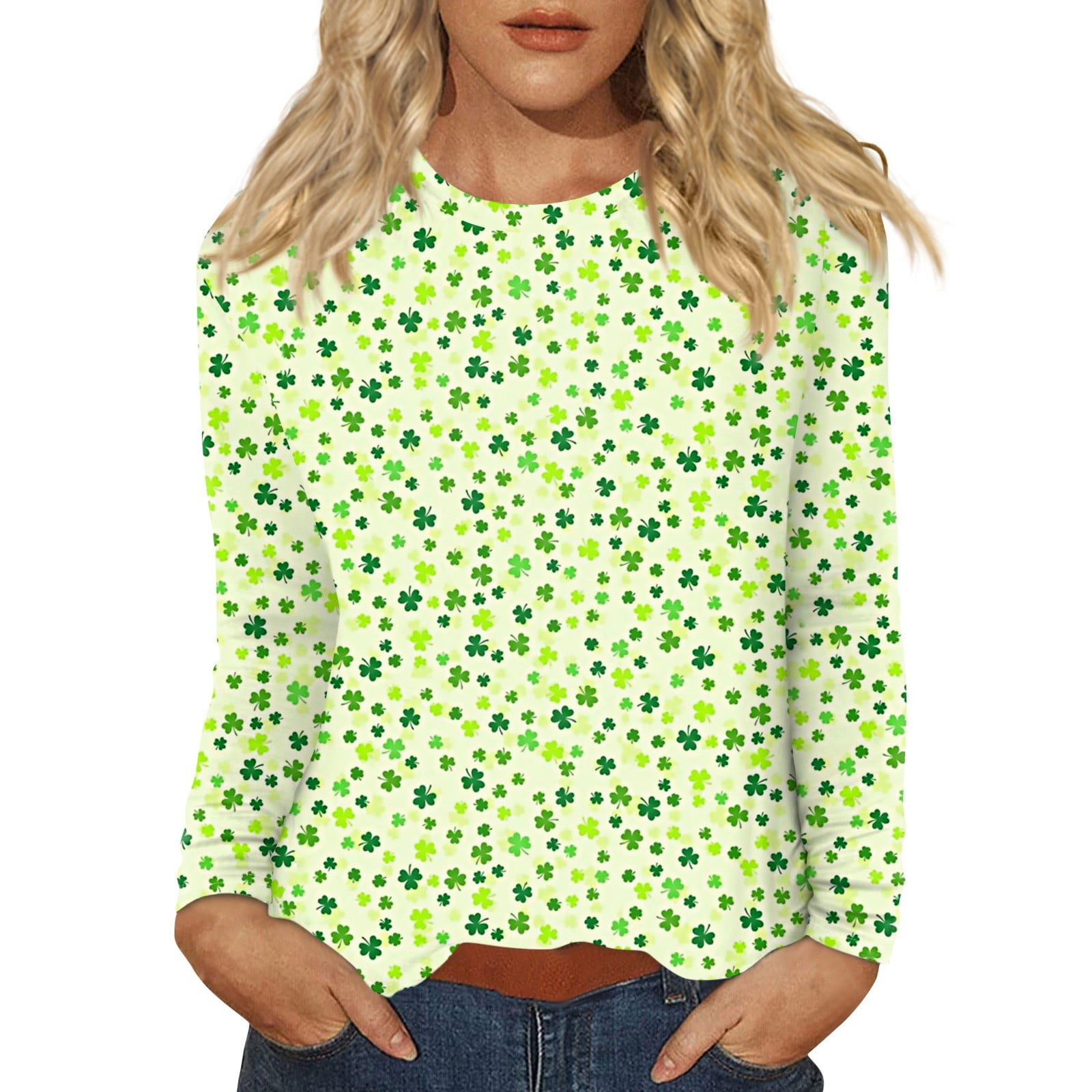 Bdporkas 34 sleeve tops for women green clover shamrock st patricks