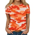 thumbnail image 1 of ADSSDQ Summer Shirts For Women Short Sleeve Womens Basic Tops Cute Trendy Tunics Camouflage Graphic Plus Size T Shirts Boho Spring Crewneck Sweatshirts Orange 3XL, 1 of 5