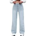 thumbnail image 1 of ADSSDQ Sweatpants Jeans Women Soft High Waisted Wide Leg Jeans Plus Size Comfy Boyfriend Denim Sweatpants with Pockets Light Blue L, 1 of 5
