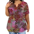 ADSSDQ Tshirts Shirts for Women Plus Size Ethnic Floral Casual Summer