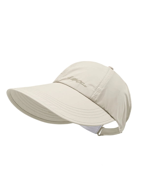 UPF Sun Protection Baseball Hat Screen Baseball Hat Lightweight Adjustable Quick-Dry Wide Brim Cap Women Men Velcro Beige