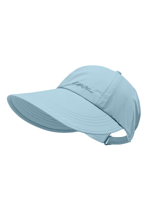 UPF Sun Protection Baseball Hat Screen Baseball Hat Lightweight Adjustable Quick-Dry Wide Brim Cap Women Men Velcro Sky Blue